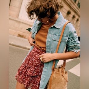 Sezane Carolina Skirt in Burgundy Flowers